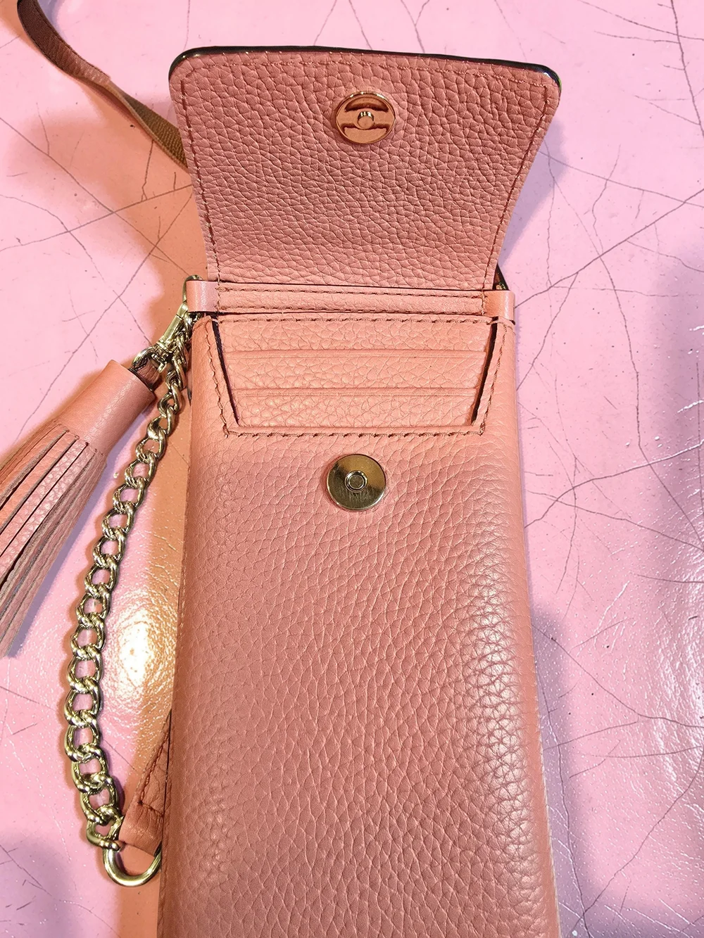 Kate Spade Leather Coral Phone Crossbody Wallet